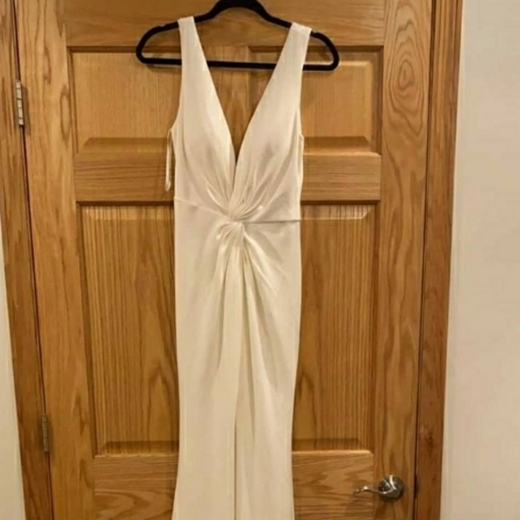 Jovani V-Neck Knotted Sleeveless Mermaid Gown - Picture 5 of 16